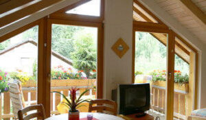 Ferienwohnungen Schimpf St. Martin Pfalz Ausblick zum Balkon Westseite