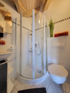 Ferienwohnungen Schimpf St. Martin, südliche Weinstraße/Pfalz, Bad mit Dusche und WC incl. Handtücher