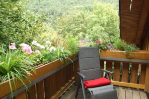 Ferienwohnungen Schimpf Sankt Martin, südliche Weinstraße/Pfalz großer Balkon am Waldrand ,mit schöner Aussicht, Westseite